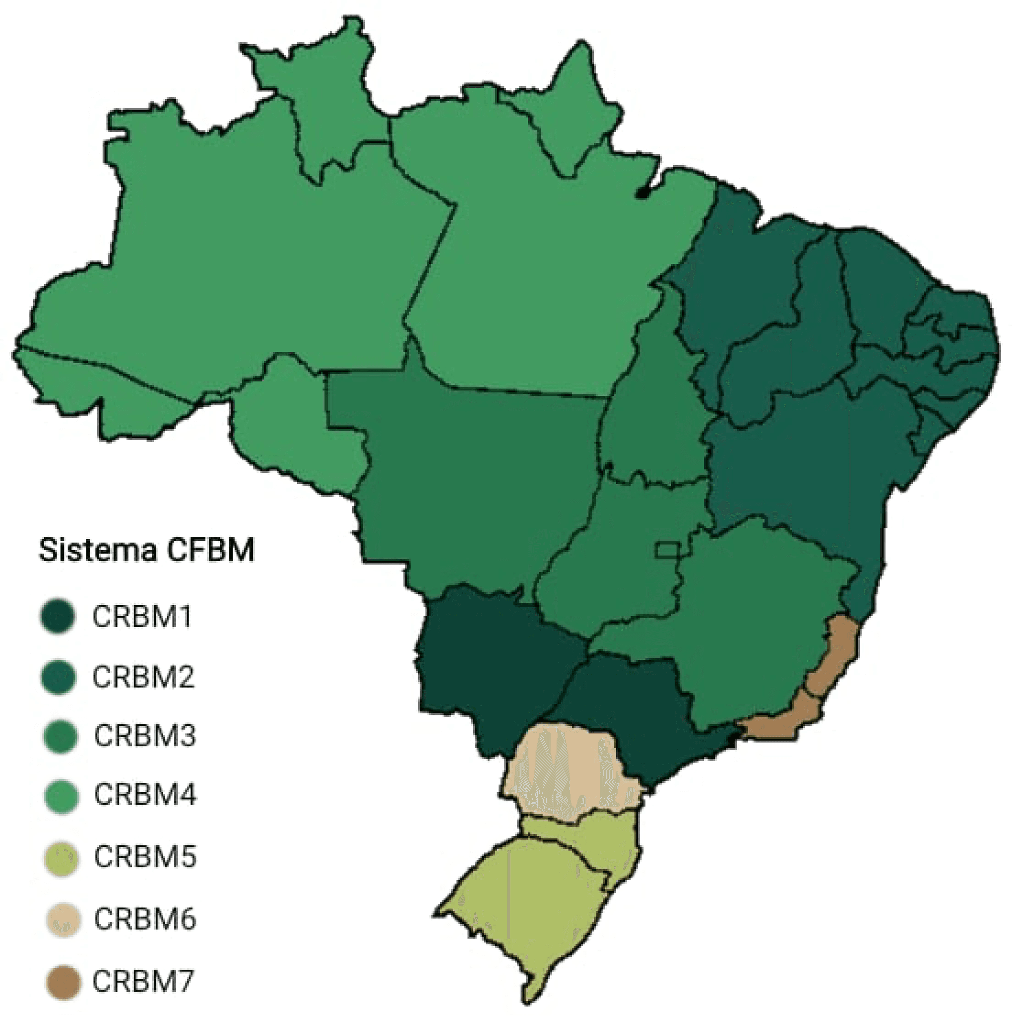 Mapa da jurisdição do CRBM-5 — RS e SC