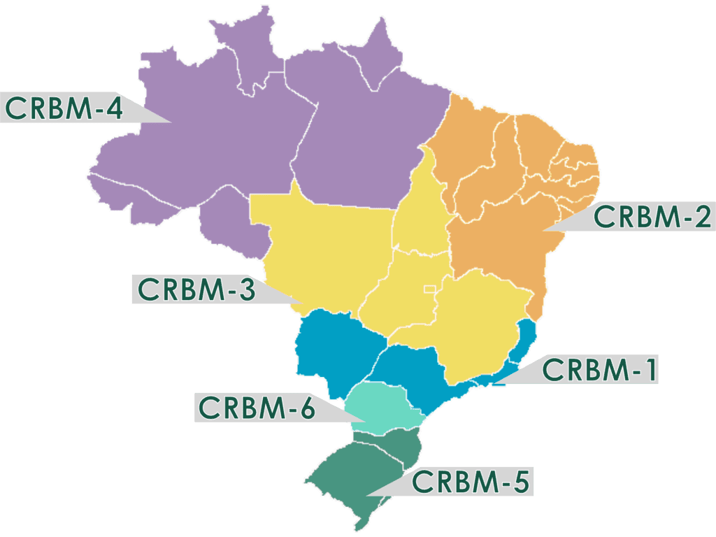 Mapa da jurisdição do CRBM-5 — RS e SC