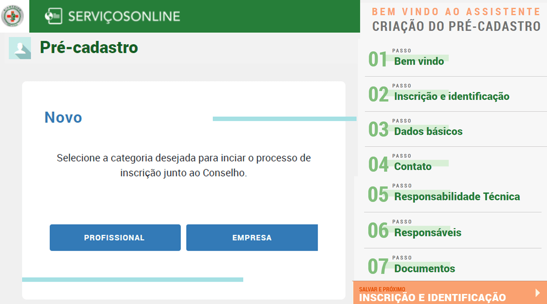Serviços On-line - Inscrição de Empresas