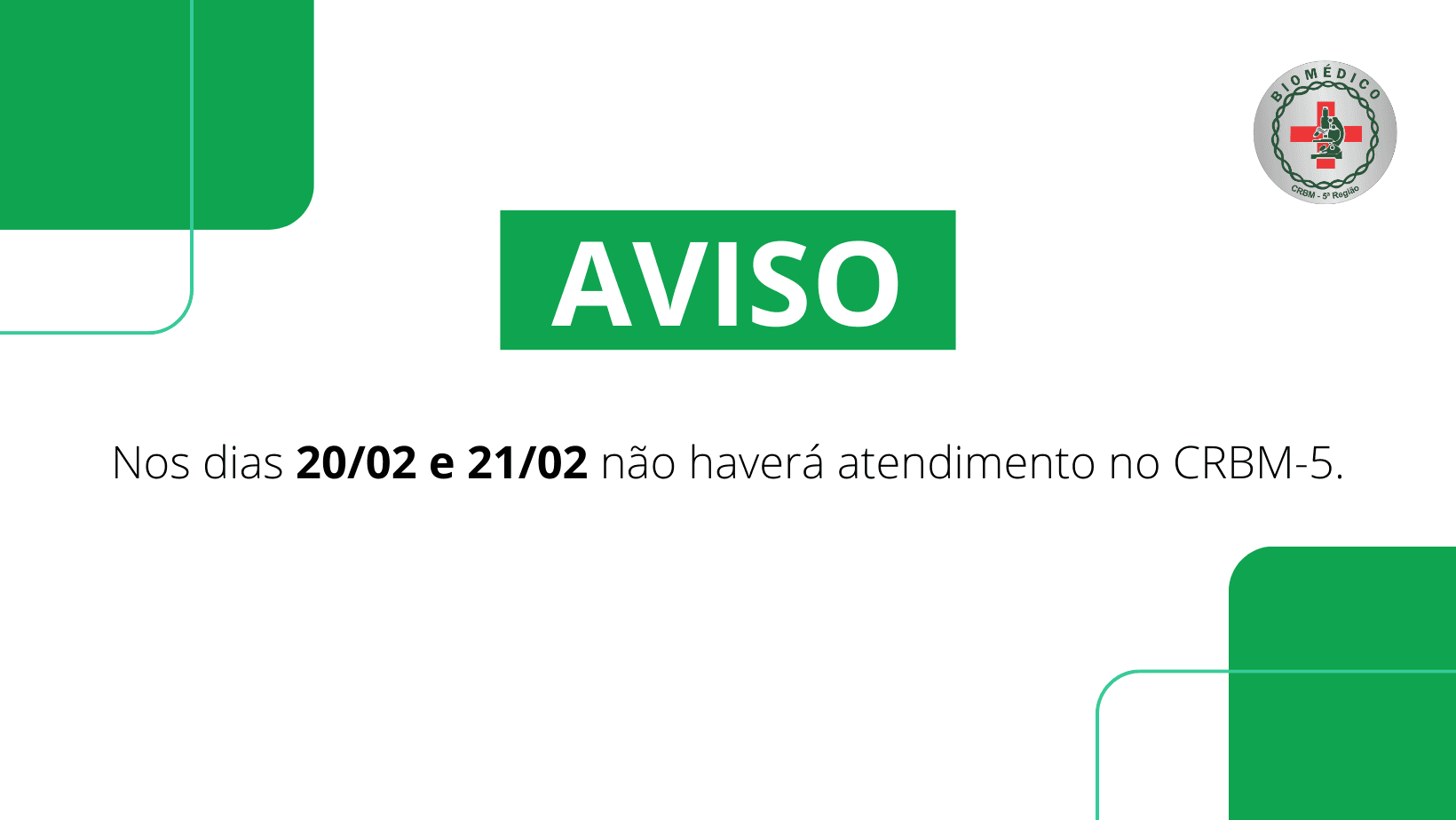 AVISO - 20/02 e 21/02
