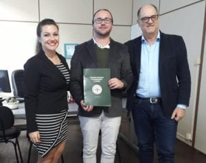 Emiliana Avila, Maicon Lemos, secretário de Saúde de Rio Grande, e Renato Minozzo